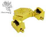 Eck des Sarges Eisenröhren Teile des Sarges Kunststoff Goldfarbe