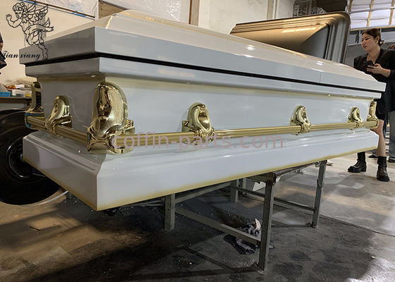 Elegant Metal Casket Rectangle shape With Swing Bar Handle Decorable