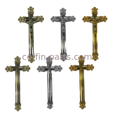 Dekoratives Sarg-Kruzifix Jesuss für Begräbnis- Goldfarbgröße 44,8 × 20,8 cm